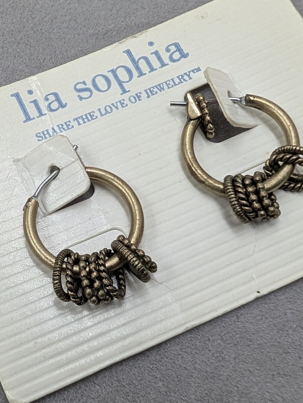Lia Sophia Tuscany Antiqued Gold Tone Small Hoop Earrings Retired | M177